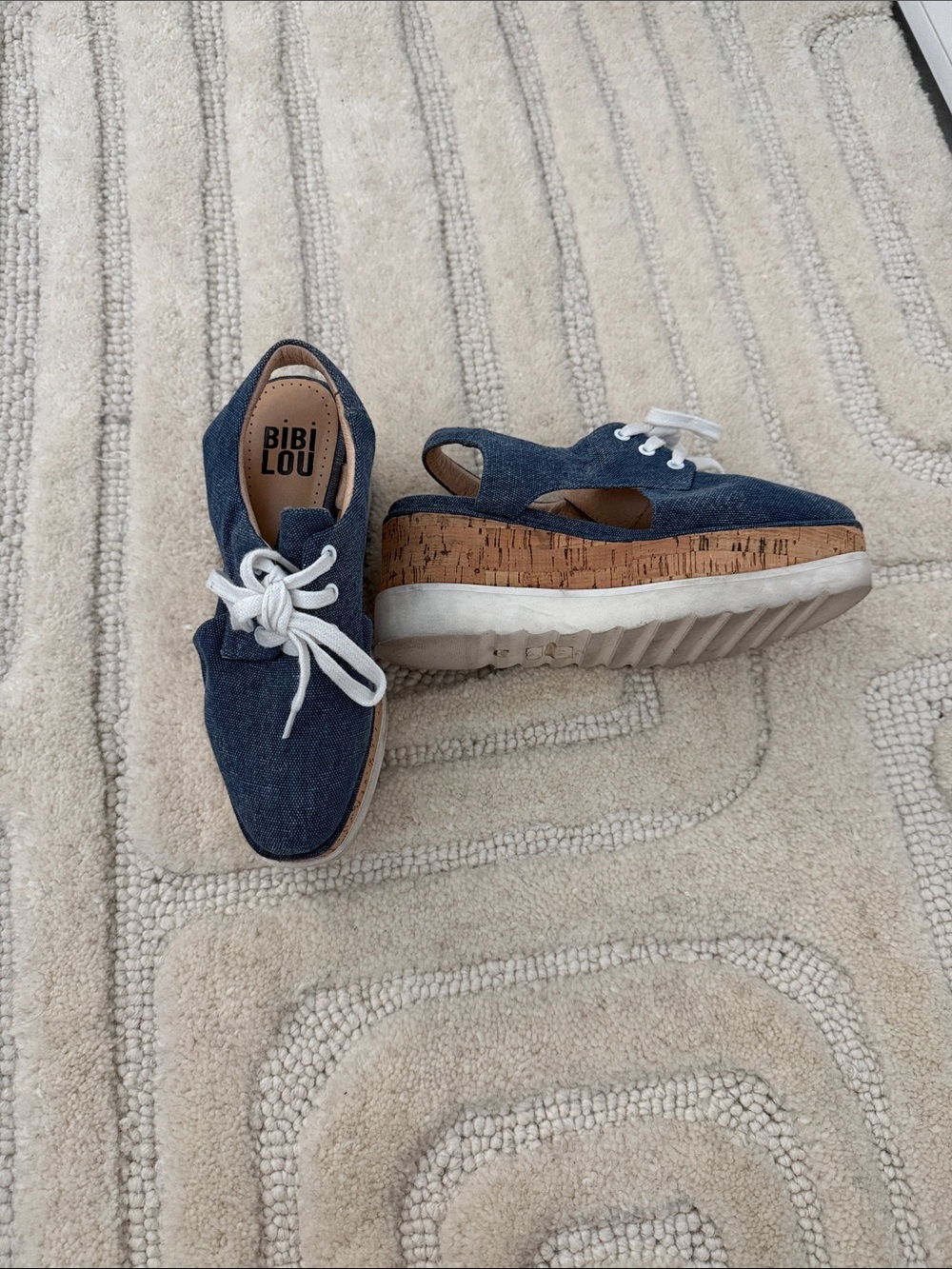 Bibi Lou Denim Platform Lace-Up Shoe - Navy